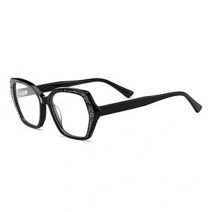 Montures de lunettes en acétate pour femmes avec décoration en diamant